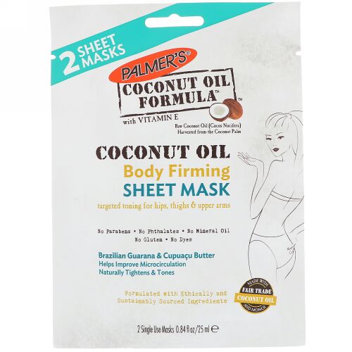 Palmer's, Coconut Oil, Body Firming Sheet Mask, 2 Sheet Masks, 0.84 fl oz (25 ml) (Discontinued Item)
