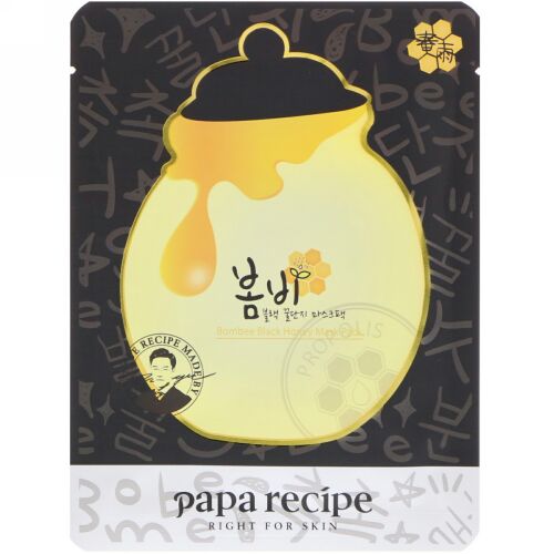 Papa Recipe, Bombee Black Honey Mask Pack, 10 Sheets, 25 g Each (Discontinued Item)
