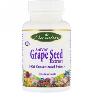Paradise Herbs, ActiVin, Grape Seed Extract, 30 Vegetarian Capsules (Discontinued Item)