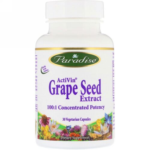 Paradise Herbs, ActiVin, Grape Seed Extract, 30 Vegetarian Capsules (Discontinued Item)