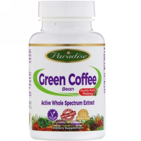 Paradise Herbs, パラダイスハーブ, 生コーヒー豆, 60粒（ベジタリアンカプセル） (Discontinued Item)