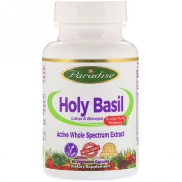 Paradise Herbs, Holy Basil, Lotus & Bacopa, 60 Vegetable Capsules (Discontinued Item)