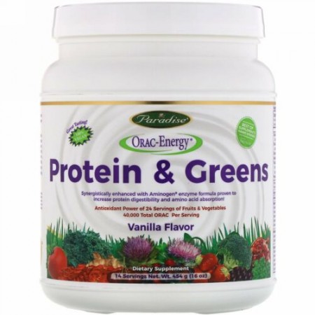 Paradise Herbs, プロテイン& グリーンズ、 バニラフレーバー、 16 oz (454 g)