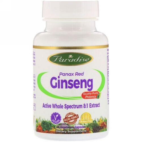 Paradise Herbs, Panax Red Ginseng, 60 Vegetarian Capsules