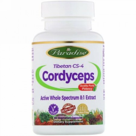 Paradise Herbs, チベット産CS-4冬虫夏草、植物性カプセル60粒