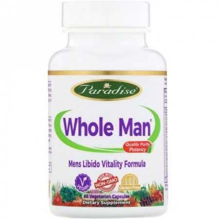 Paradise Herbs, Whole-Man, Rhino-Virility Formula, 60 Vegetarian Capsules