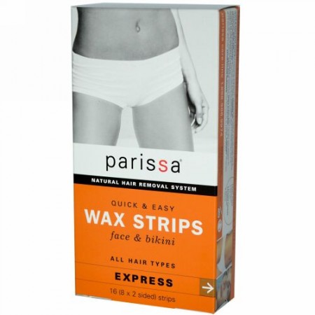 Parissa, ナチュラル除毛システム、 ワックスストリップ、 16 (8x2面) ストリップ
