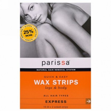 Parissa, クイック＆イージーワックスストリップ, 脚と身体用, 16 (8両面) ストリップ