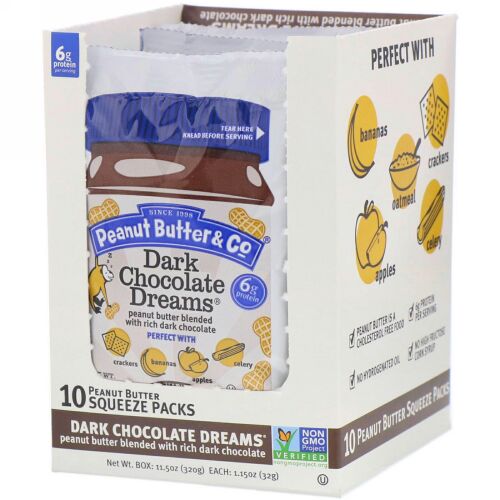 Peanut Butter & Co., スクイーズパック、ダークチョコレートドリームズ ピーナツバター、10個入り、各1.15 oz (32 g) (Discontinued Item)