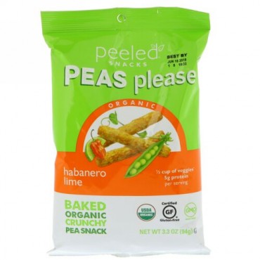 Peeled Snacks, Organic, Peas Please, Habanero Lime, 3.3 oz (94 g) (Discontinued Item)