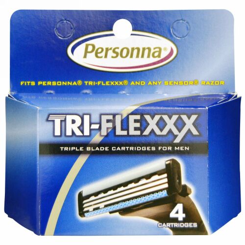 Personna Razor Blades, Tri-Flexxx, 男性用トリプルブレードカートリッジ, 4カートリッジ (Discontinued Item)