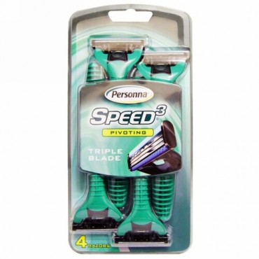 Personna Razor Blades, トリプル ブレード、スピード3、4本 (Discontinued Item)