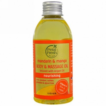 Petal Fresh, ピュア、 ボディ& マッサージオイル、 ナリシング、 マンダリン & マンゴー、 5.5 オンス (163 ml) (Discontinued Item)