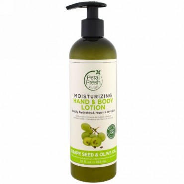 Petal Fresh, ピュア、モイスチャライジングハンド＆ボディローション、グレープシード＆オリーブオイル、12 fl oz (355 ml) (Discontinued Item)