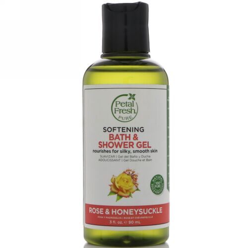 Petal Fresh, ピュア、ソフト仕上げバス&シャワージェル、ローズ&ハニーサックル（スイカズラ）、3 fl oz (90 ml) (Discontinued Item)