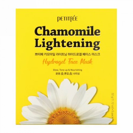Petitfee, Chamomile Lightening, Hydrogel Face Mask, 5 Sheets, 1.12 oz (32 g) Each