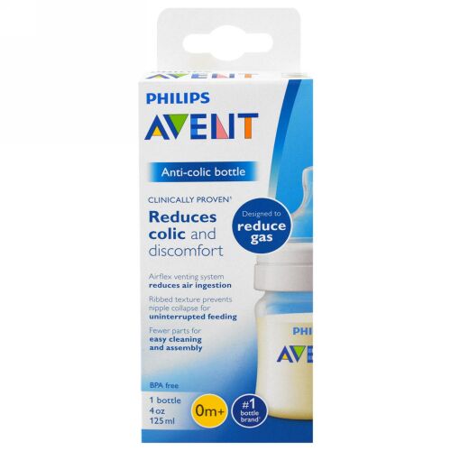 Philips Avent, 疝痛防止ボトル、0か月から、1本、4 oz (125 ml) (Discontinued Item)