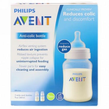 Philips Avent, コリック対策ボトル、生後1ヶ月以上、1本、9 oz 各(260 ml) (Discontinued Item)