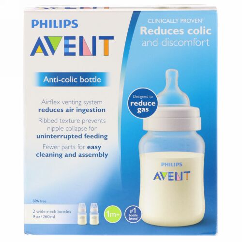 Philips Avent, コリック対策ボトル、生後1ヶ月以上、1本、9 oz 各(260 ml) (Discontinued Item)