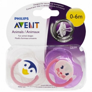 Philips Avent, Soft & Silicone Orthodontic Pacifier, 0-6 Months, 2 Pack (Discontinued Item)