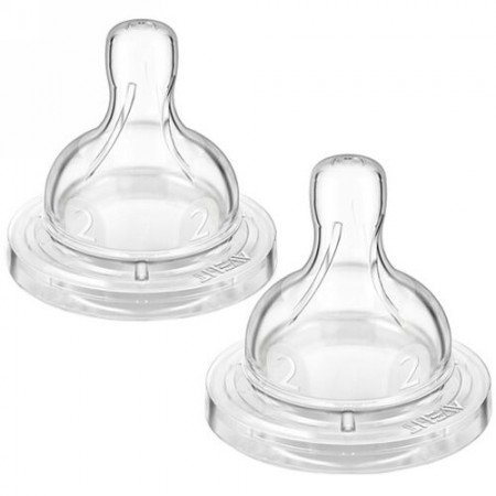Philips Avent, スローフロー疝痛防止 ニップル、1か月から、2パック (Discontinued Item)