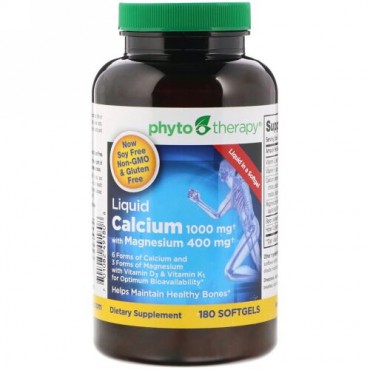 Phyto Therapy, Liquid Calcium, with Magnesium, 1000 mg /400 mg, 180 Softgels (Discontinued Item)