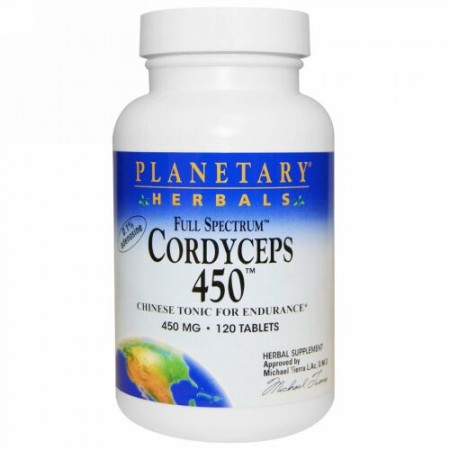 Planetary Herbals, 冬虫夏草 450、フルスペクトル、450 mg、120錠