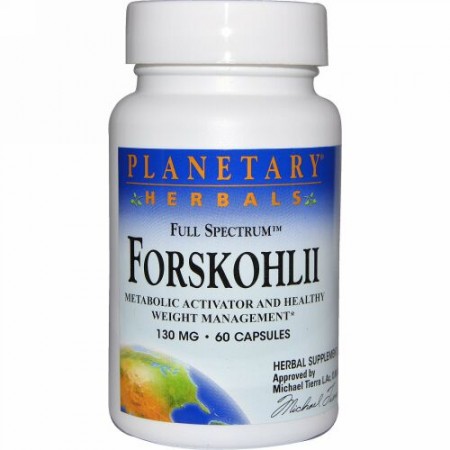 Planetary Herbals, フォルスコリ（Forskohlii）, フルスペクトラム, 130 mg, 60カプセル (Discontinued Item)
