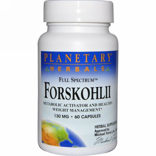 Planetary Herbals, フォルスコリ（Forskohlii）, フルスペクトラム, 130 mg, 60カプセル (Discontinued Item)