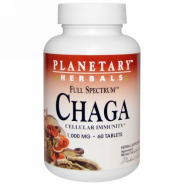 Planetary Herbals, フルスペクトラム, チャーガ（Chaga）, 1,000 mg, 60錠