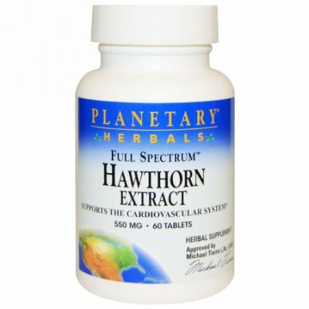 Planetary Herbals, フルスペクトラム™, ホーソーンエキス, 550 mg, 60 錠