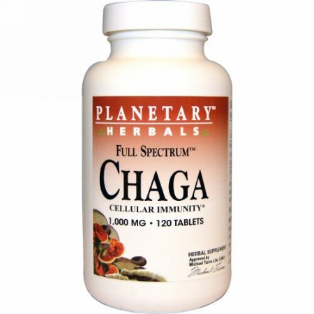 Planetary Herbals, フルスペクトラムチャーガ（Chaga）, 1,000 mg, 120錠