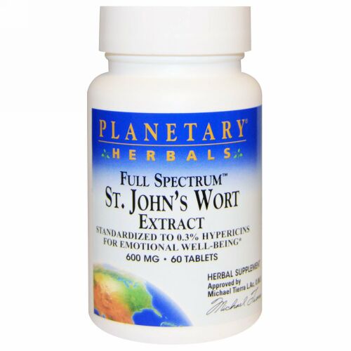 Planetary Herbals, フルスペクトルオトギリソウ（St. John's Wort ）エキス, 600 mg, 60 錠