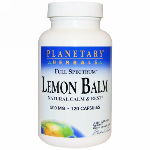 Planetary Herbals, レモン・バーム、フルスペクトラム、 500 mg、カプセル 120 錠