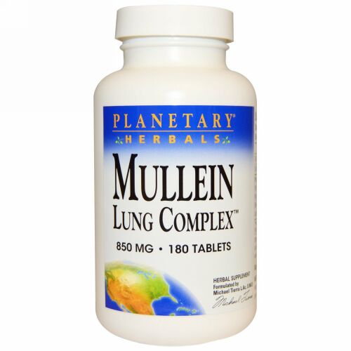 Planetary Herbals, モウズイカ肺複合体（Mullein Lung Complex）, 850 mg, 180錠