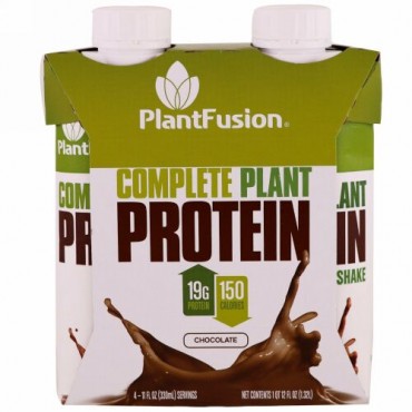 PlantFusion, コンプリート植物性プロテイン、チョコレート、4パック、各11 fl oz. (330 ml) (Discontinued Item)