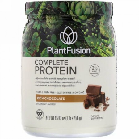 PlantFusion, コンプリートプロテイン、リッチチョコレート、1 lb (450 g)