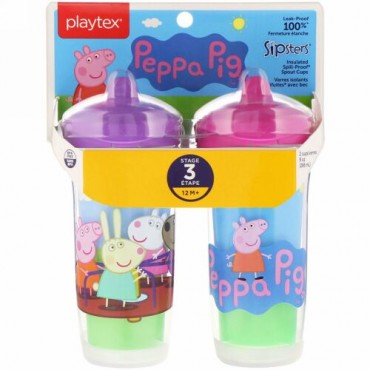 Playtex Baby, Sipsters、ペッパピッグ、生後12ヶ月以上、2カップ、各9オンス (266 ml)