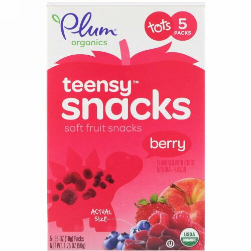 Plum Organics, オーガニック, ちっちゃなフルーツ, ベリー, 12か月以上の幼児, 5パック, 各0.35オンス（10 g）
