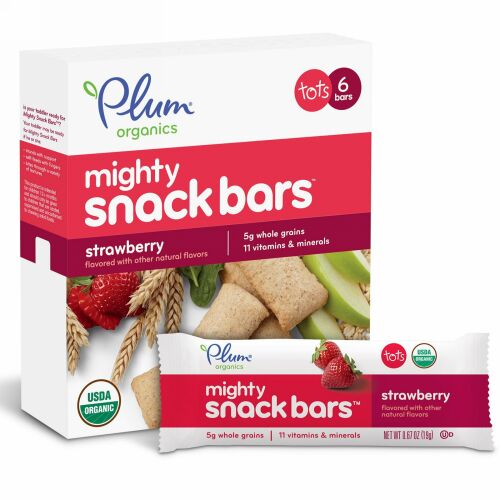 Plum Organics, Mighty Snack Bars、ストロベリー、,6本、各0.67 oz (19 g)