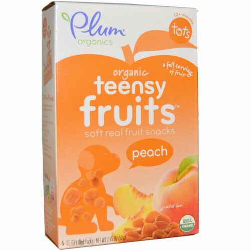 Plum Organics, 幼児, ちっちゃなフルーツ, ピーチ, 5パック, 各0.35オンス（10 g）