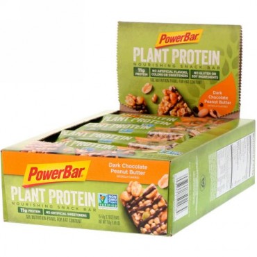 PowerBar, 植物性タンパク質、ダークチョコレート・ピーナッツバター、15個、各1.76 オンス (50 g) (Discontinued Item)