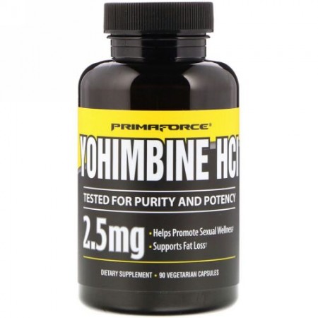 Primaforce, ヨヒンビン HCl、2.5 mg、ベジタリアンカプセル90個