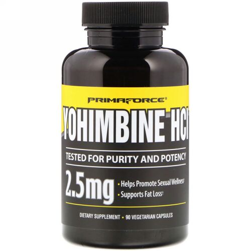 Primaforce, ヨヒンビン HCl、2.5 mg、ベジタリアンカプセル90個