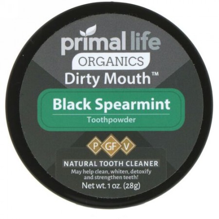 Primal Life Organics, ダーティマウス歯磨き粉、ブラックスペアミント、1 oz (28 g)