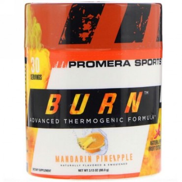 Promera Sports, Burn、高度な熱発生フォーミュラ、マンダリンパイナップル、3.13オンス (88.0 g) (Discontinued Item)