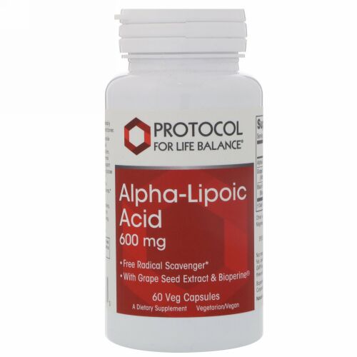 Protocol for Life Balance, α-リポ酸、600 mg、60ベジカプセル