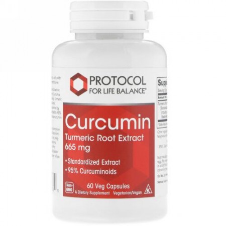 Protocol for Life Balance, Curcumin, Turmeric Root Extract, 665 mg, 60 Veg Capsules (Discontinued Item)
