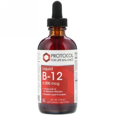 Protocol for Life Balance, Liquid B-12, 5,000 mcg, 4 fl oz (118 ml) (Discontinued Item)