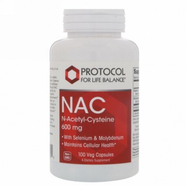 Protocol for Life Balance, NAC（N-アセチルシステイン）、600mg、植物性カプセル100粒